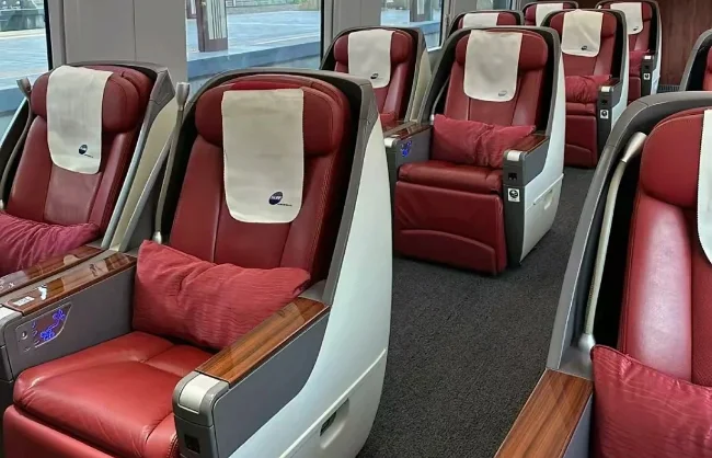 Business class seats on high-speed trains