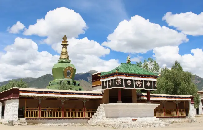 Samye Monastery under blue sky